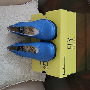 FLY London New sky blue leather shoes , Size 40 0r 9,  9.5. New in box